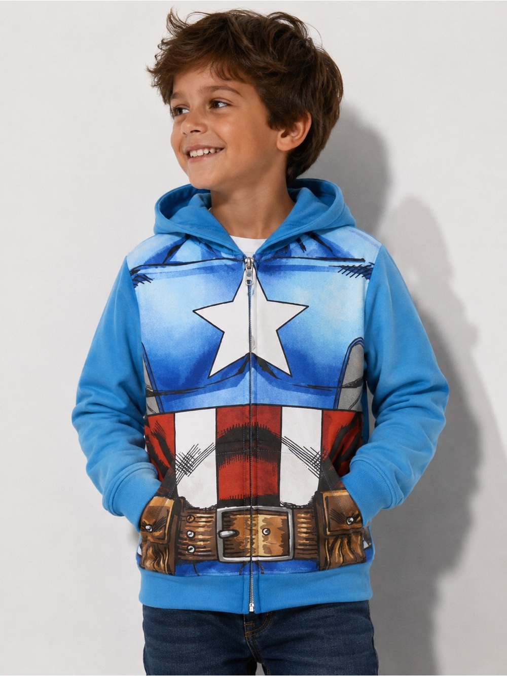 The Avengers Captain America Hoodie Boys Medium Size 8 Costume Jacket New NWT